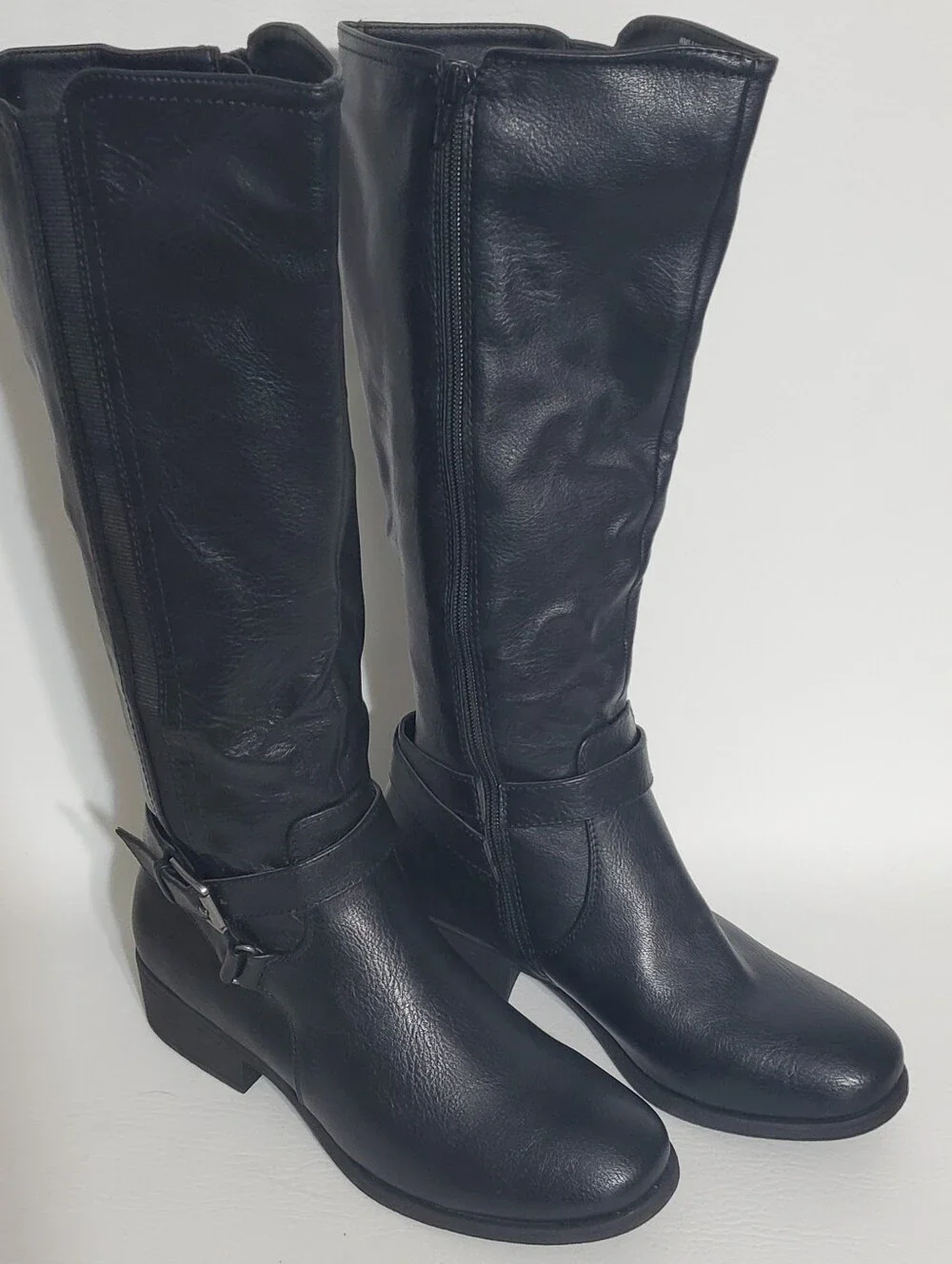 NWT Croft & Barrow Black Faux Leather Riding Boots Women's Size 8